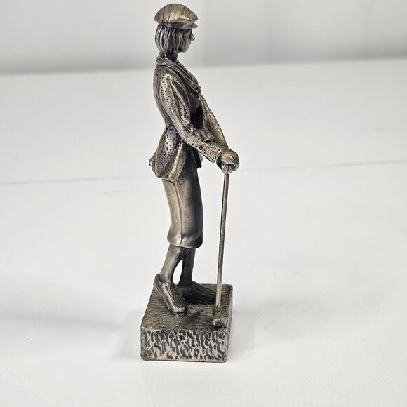 Vintage Female Golfer Statue Mini Statue Cast Metal Pewter Paperweight 4" - Picture 4 of 7